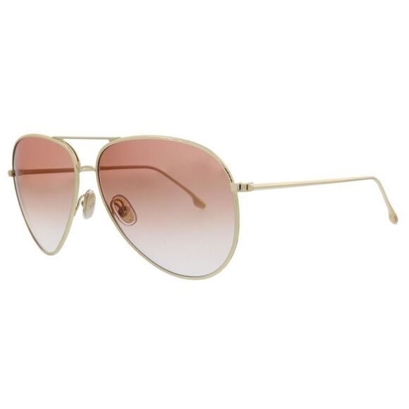 Victoria Beckham VB203S 42307 Gold/Burgundy Teardrop Aviator Sunglasses